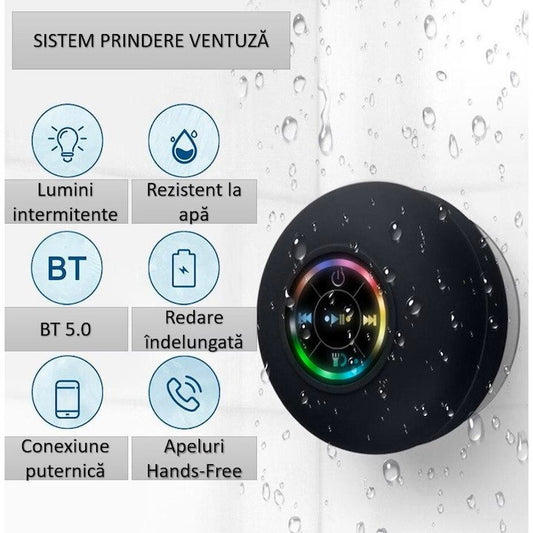 AquaSound - Boxa Wireless cu Ventuză pentru Duș